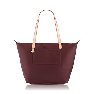 Large burgundy nylon 'Pocket Essentials' zipped tote bag